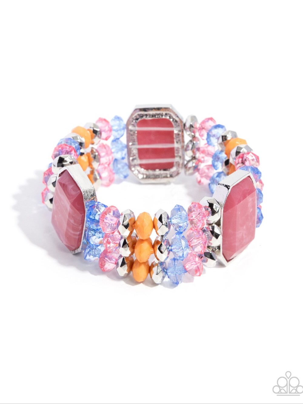 2/$10 Paparazzi Emerald Enigma - Pink Multi Bracelet